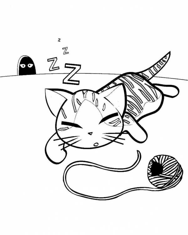 Кошка и мышка раскраска
