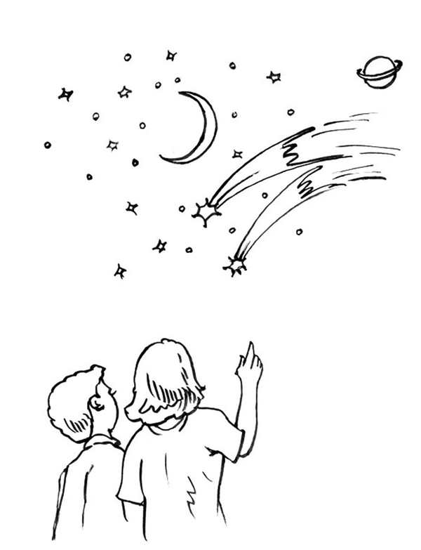 Космос рисунок карандашом