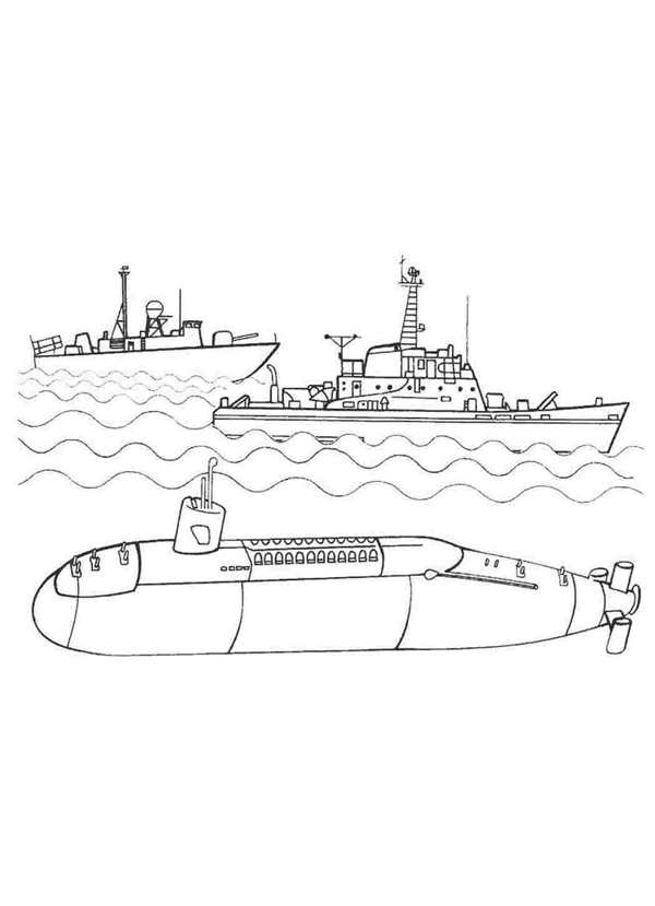Раскраска Много подводных лодок