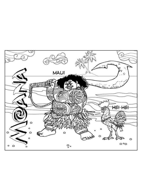 Раскраска Моана и Мауи