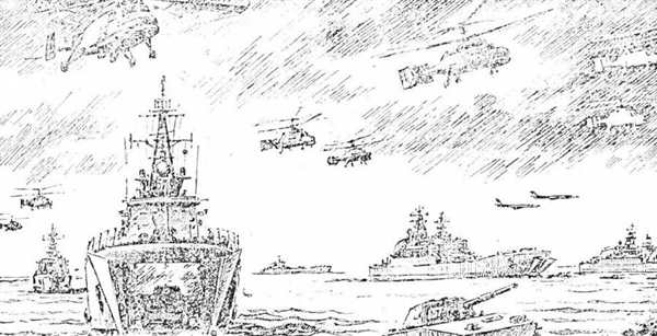 Морское сражение рисунок