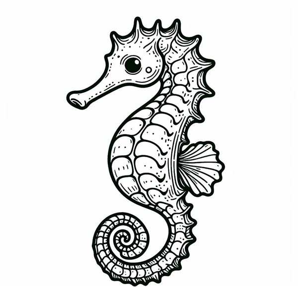 Морской конёк рисунок для детей