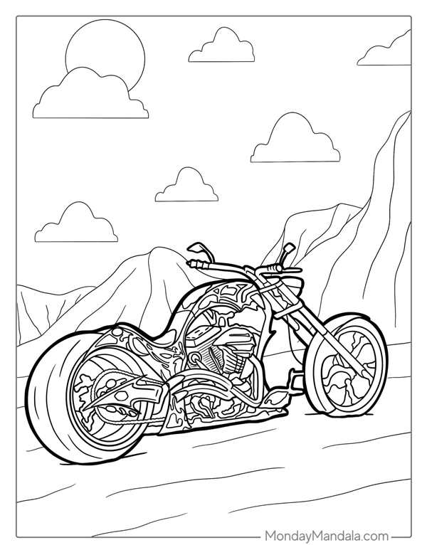 Раскраска мотоцикла HarleyDavidson твори и краси