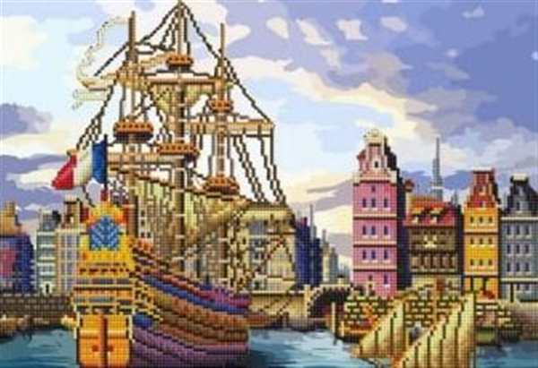 Раскраска Мозаика Корабль