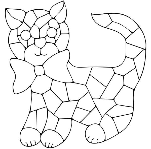 Кот трафарет витраж