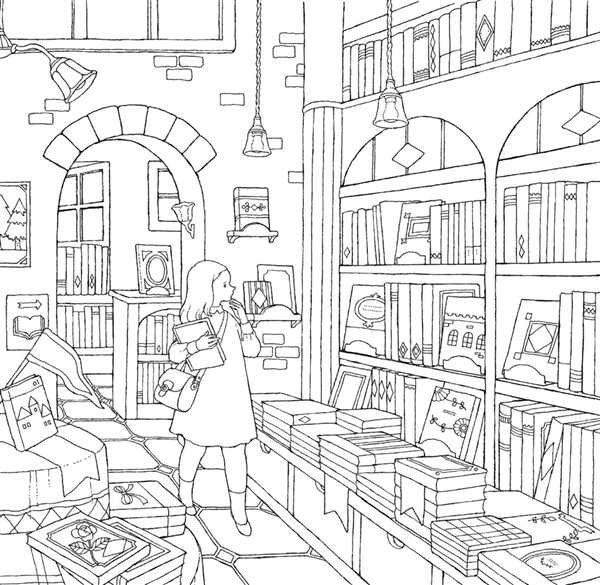 Книжная полка раскраска