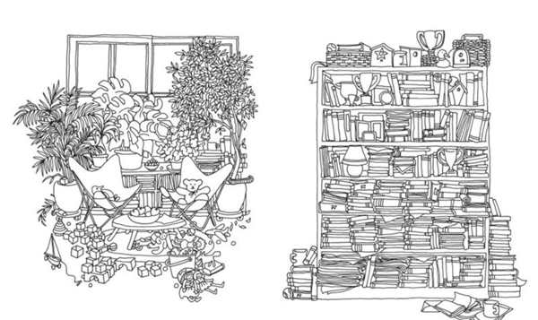 Полка с книгами раскраска