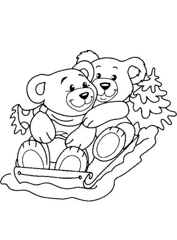 Новогодний медведь раскраска