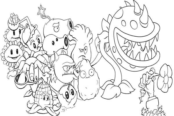 Plants vs Zombies раскраска