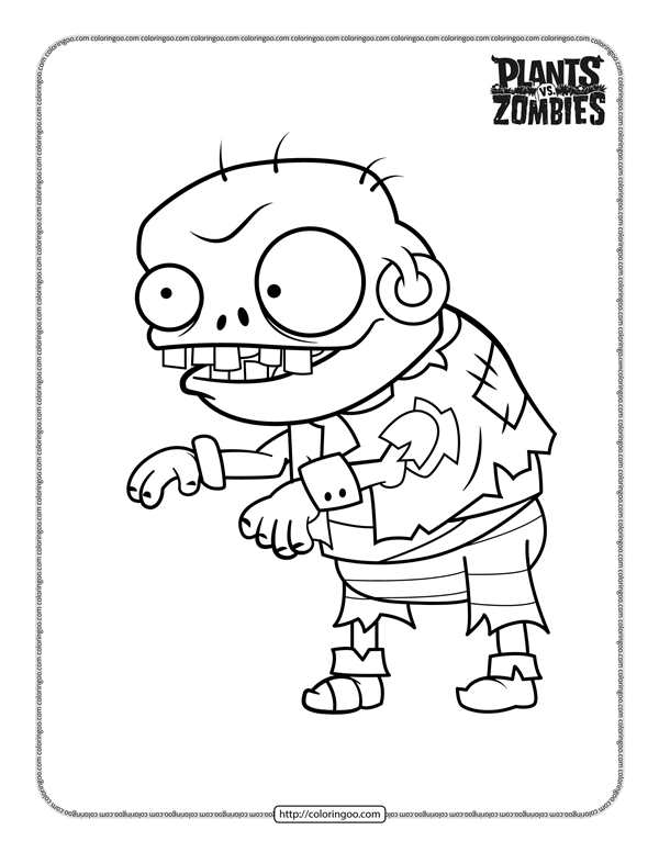 Plants vs Zombies раскраска зомби