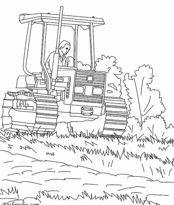 Раскраска трактор John Deere
