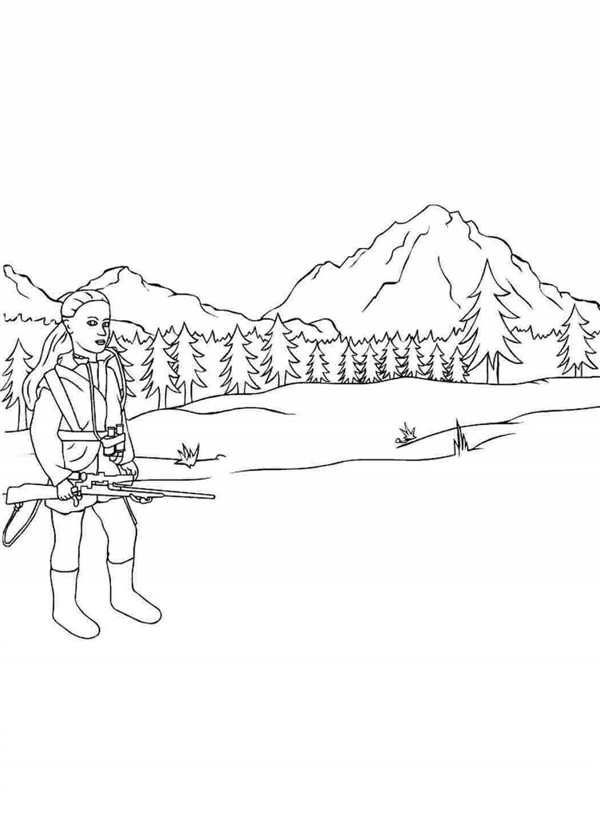 Охотник раскраска