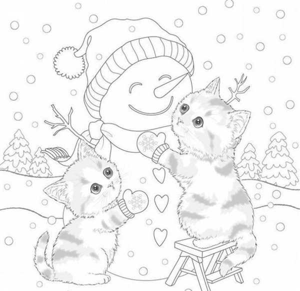 Кошки. Раскраска