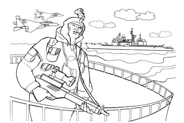 Раскраска Отряд морской пехоты Яркие Акварельные Игры для Детей