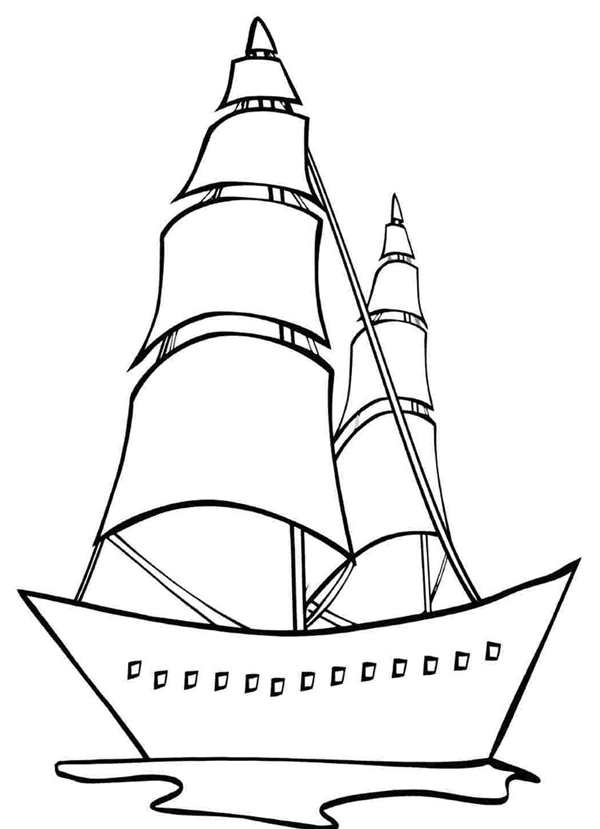 Корабль с парусами раскраска