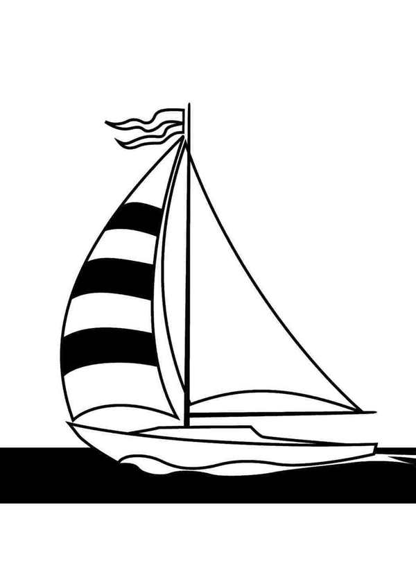 Раскраска море и корабль