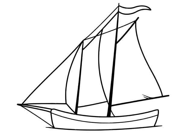 Раскраска море и корабль