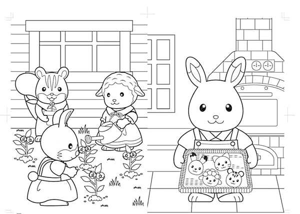 Раскраска Пикник для Sylvanian Families