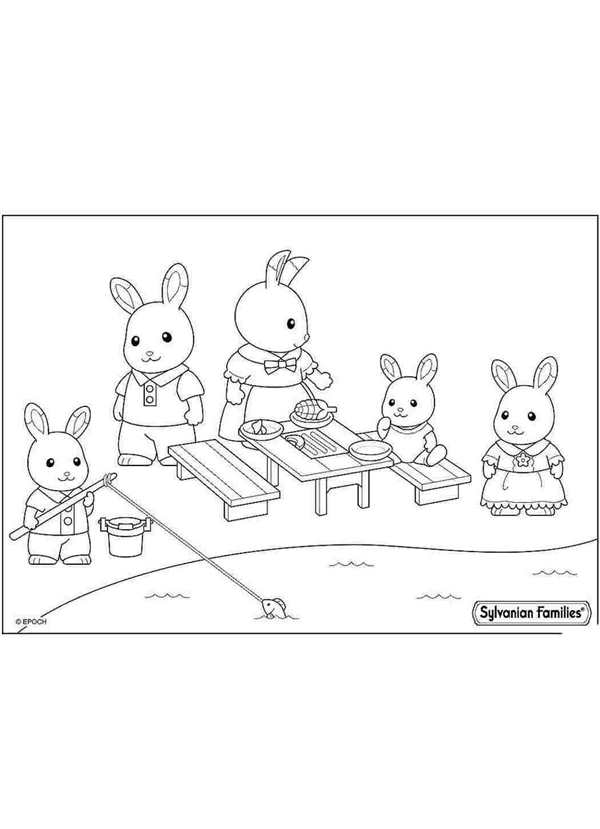 Раскраска Пикник для Sylvanian Families