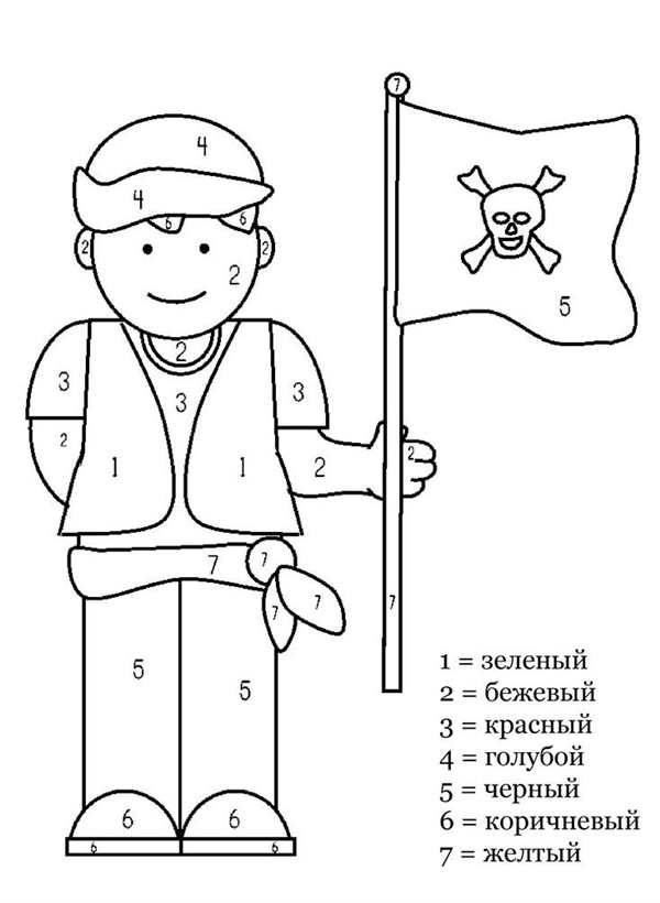 Раскраска Пирата по Цифрам Веселое Занятие для Развития