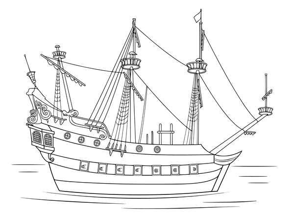 Пиратский корабль раскраска
