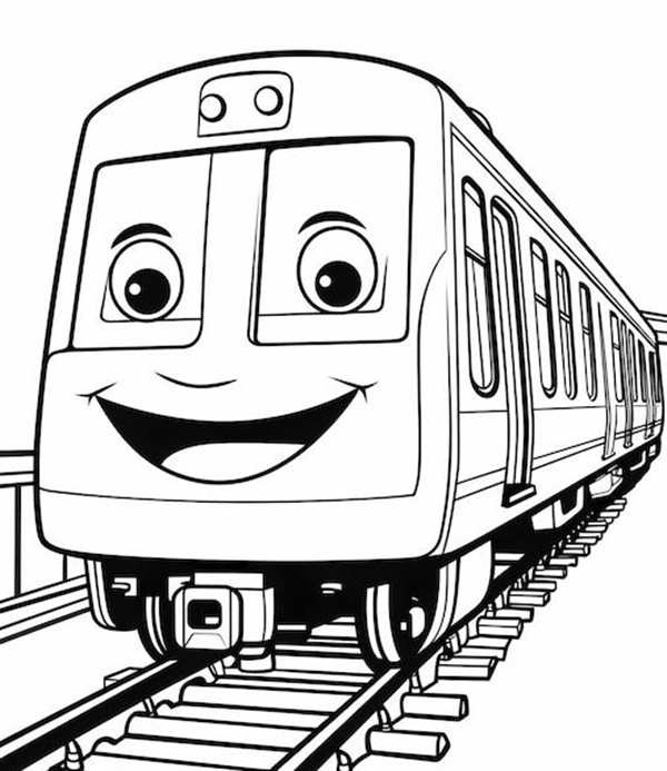 Раскраска Поезд метро Витязь Веселые АктивныеMoments для Детей и Взрослых