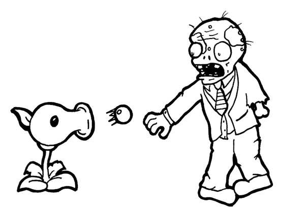 Plants vs Zombies раскраска