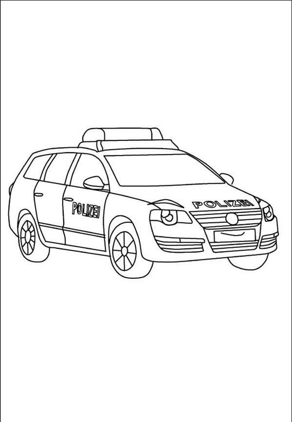 Раскраска Полицейский с Мерcedes