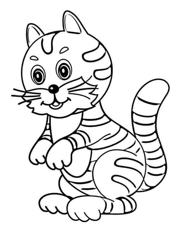 Кошка полосатая раскраска