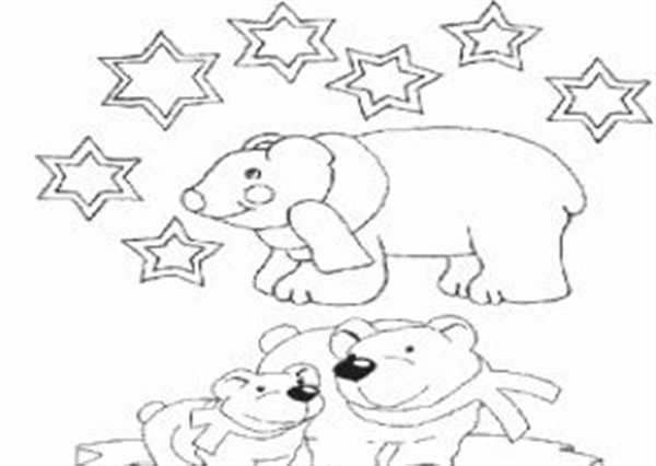 Раскраска Полярный Медведь с Малышами