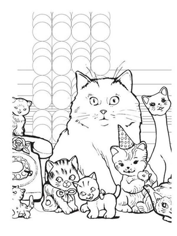 Кошки. Раскраска