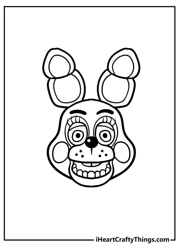 Раскраска Портрет Мангла из FNAF Творческое Перо в Руках