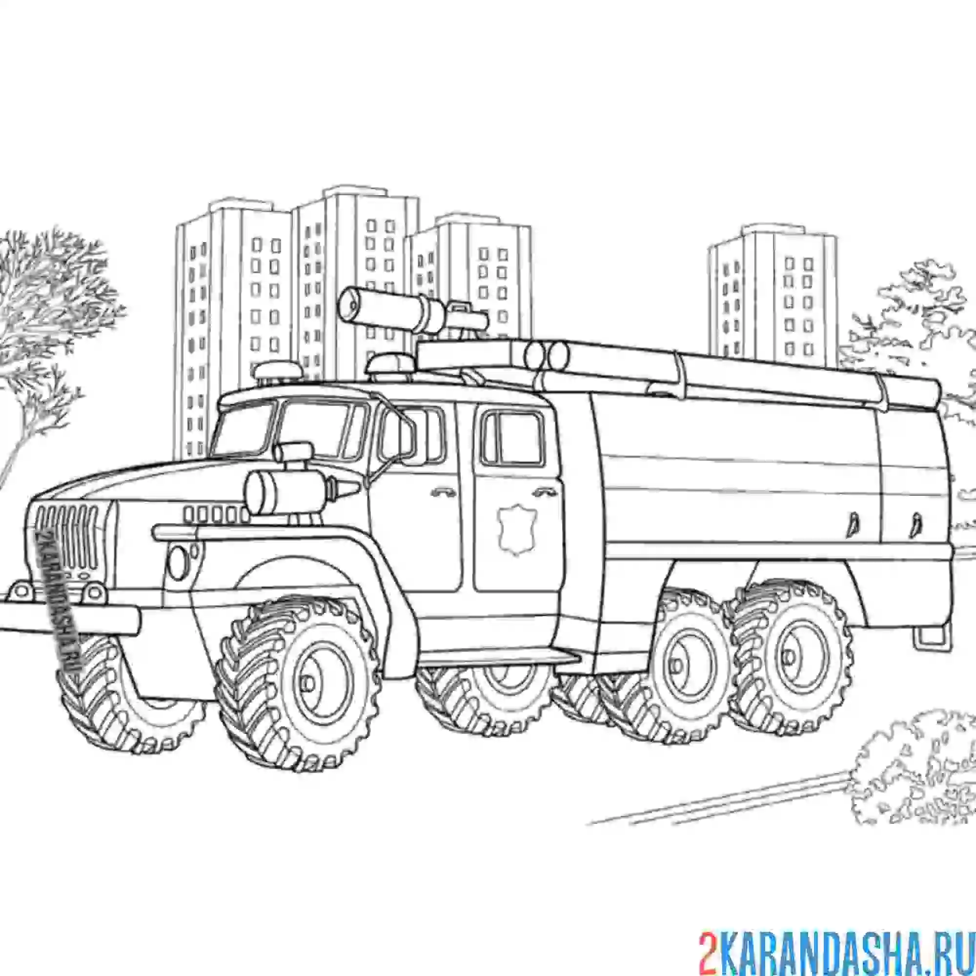Раскраска пожарная машина