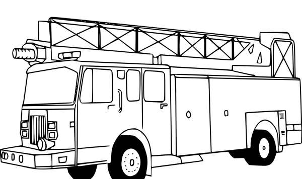 Раскраска Пожарный Автоподъёмник