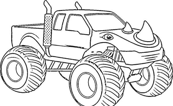 Раскраска Пожарной МашиныMonster Truck Детское Увлечение с Риском