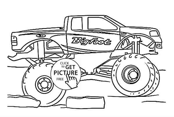 Раскраска Пожарной МашиныMonster Truck Детское Увлечение с Риском