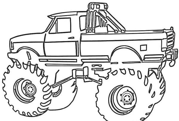 Раскраска Пожарной МашиныMonster Truck Детское Увлечение с Риском