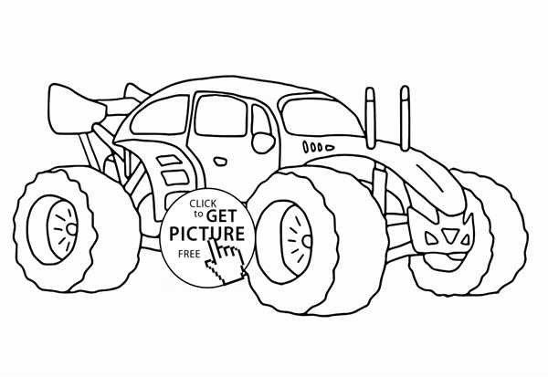 Раскраска Пожарной МашиныMonster Truck Детское Увлечение с Риском