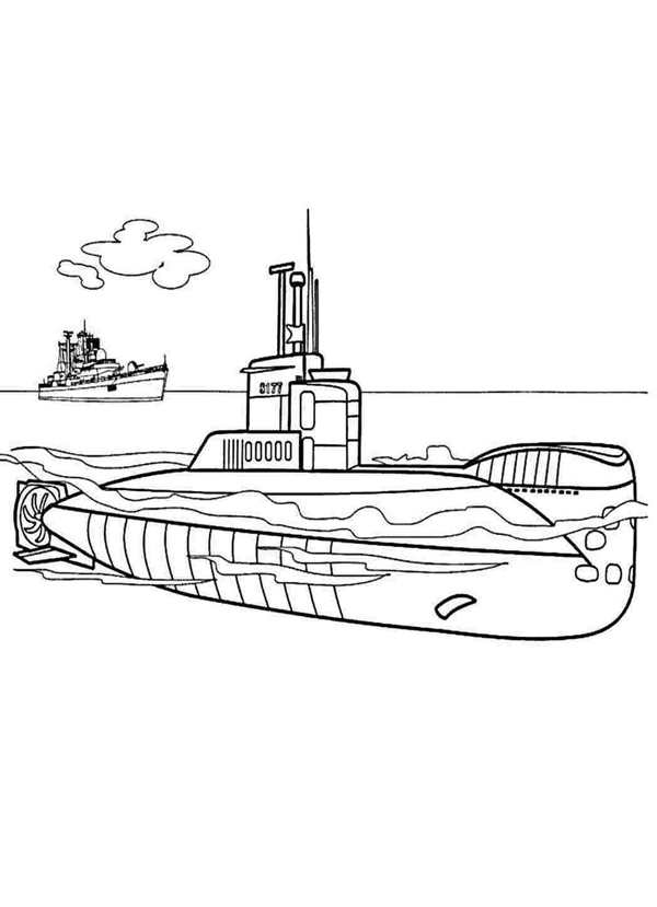 Раскраска Приключение с Подводной Лодкой и Дельфином