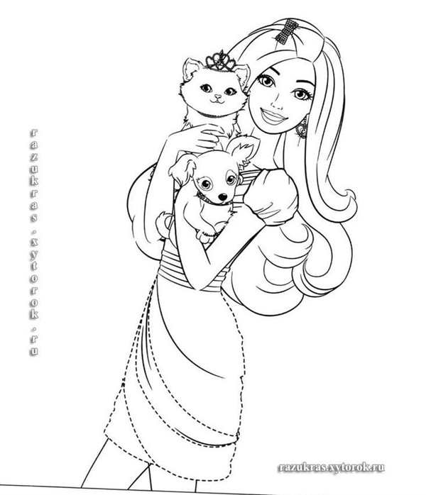 Раскраска кошечки собачки