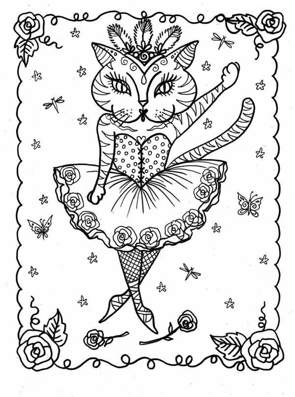 Кошечка с бантиком раскраска