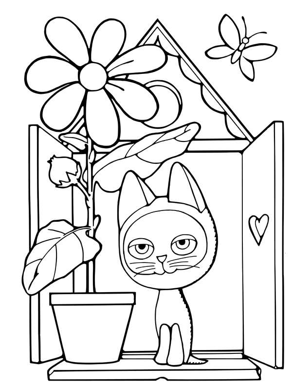 Котик с короной раскраска