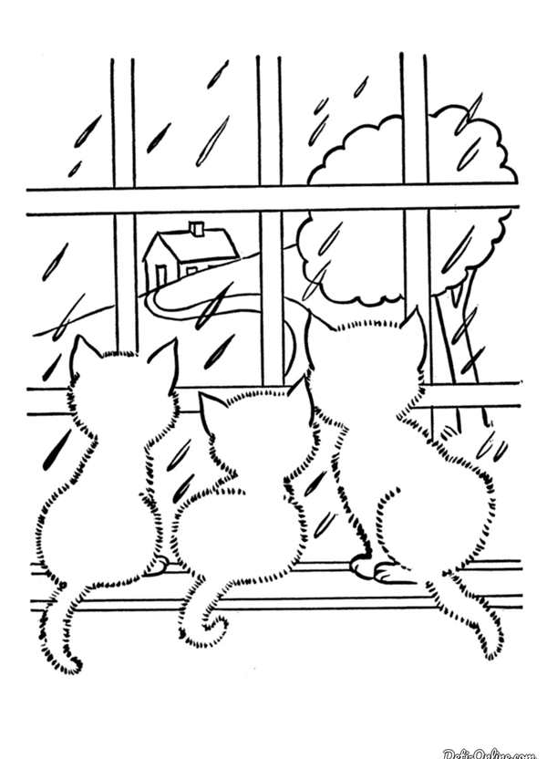 Кошки. Раскраска