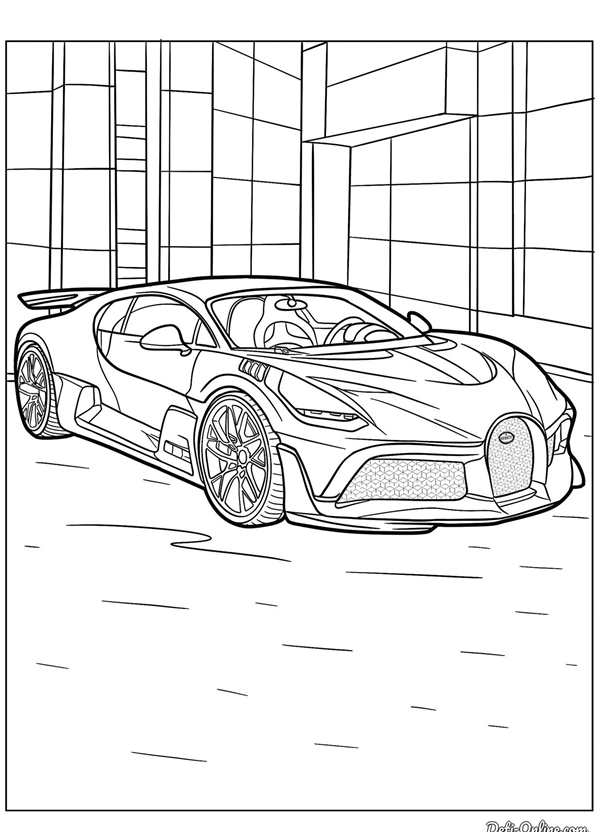 Раскраска Припаркованный Bugatti Chiron
