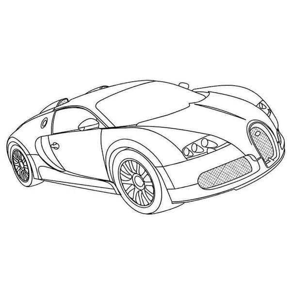 Раскраска Припаркованный Bugatti Chiron