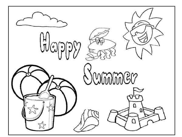 Summer Holidays раскраска для детей