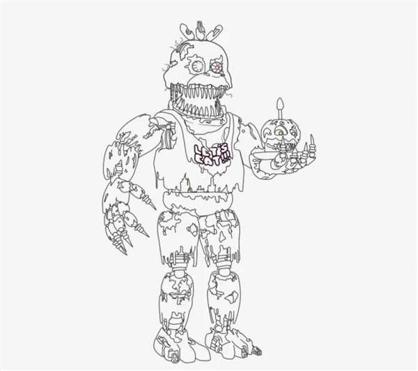Раскраска Призрачная Чика из FNAF Ваши Руки в Мистике
