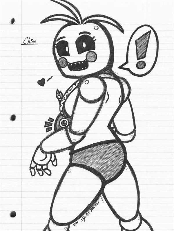 Раскраска Призрачная Чика из FNAF Ваши Руки в Мистике