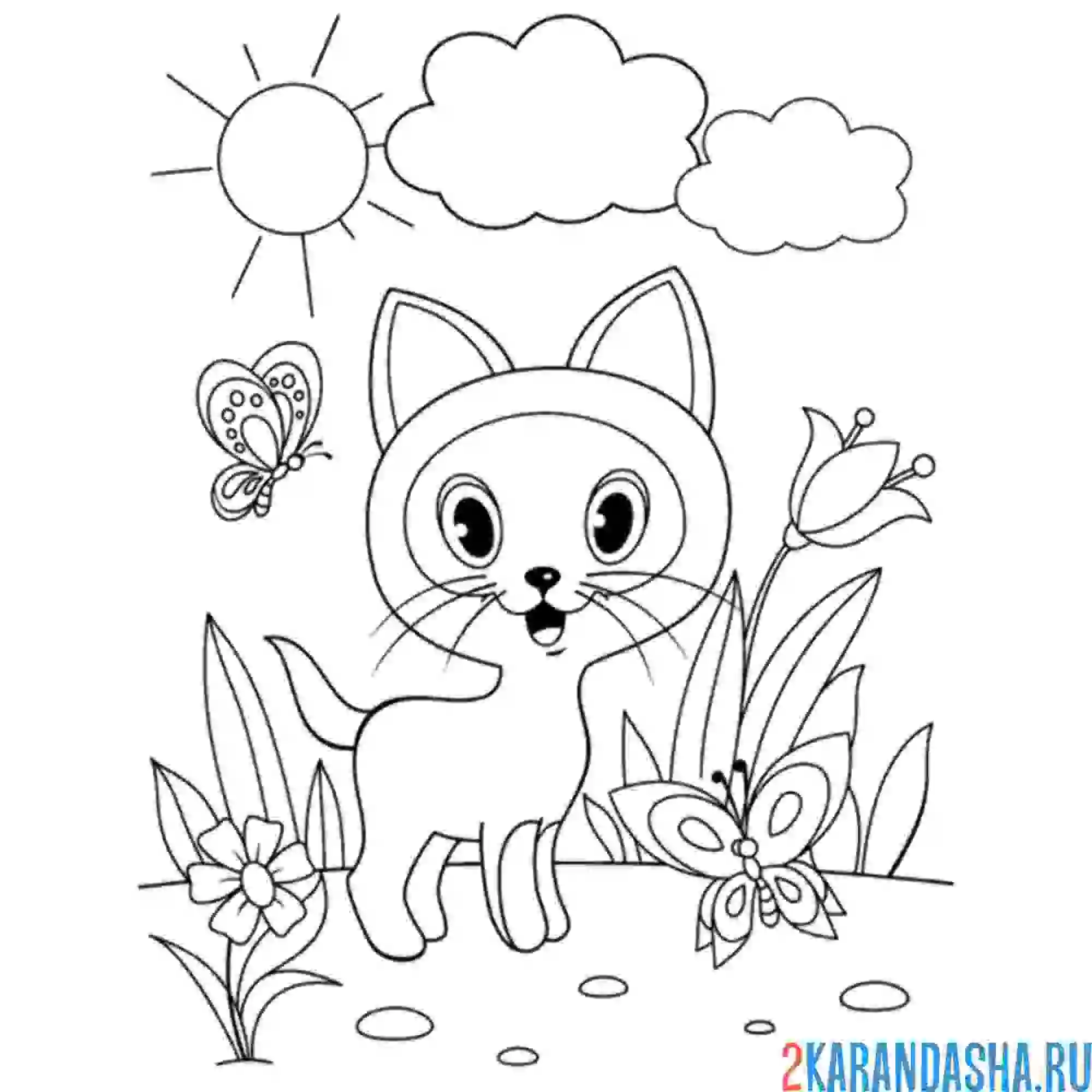 Кошки. Раскраска