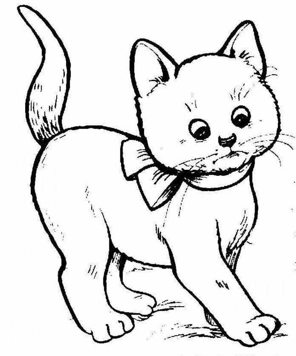 Кошка для раскрашивания для детей 2-3 лет